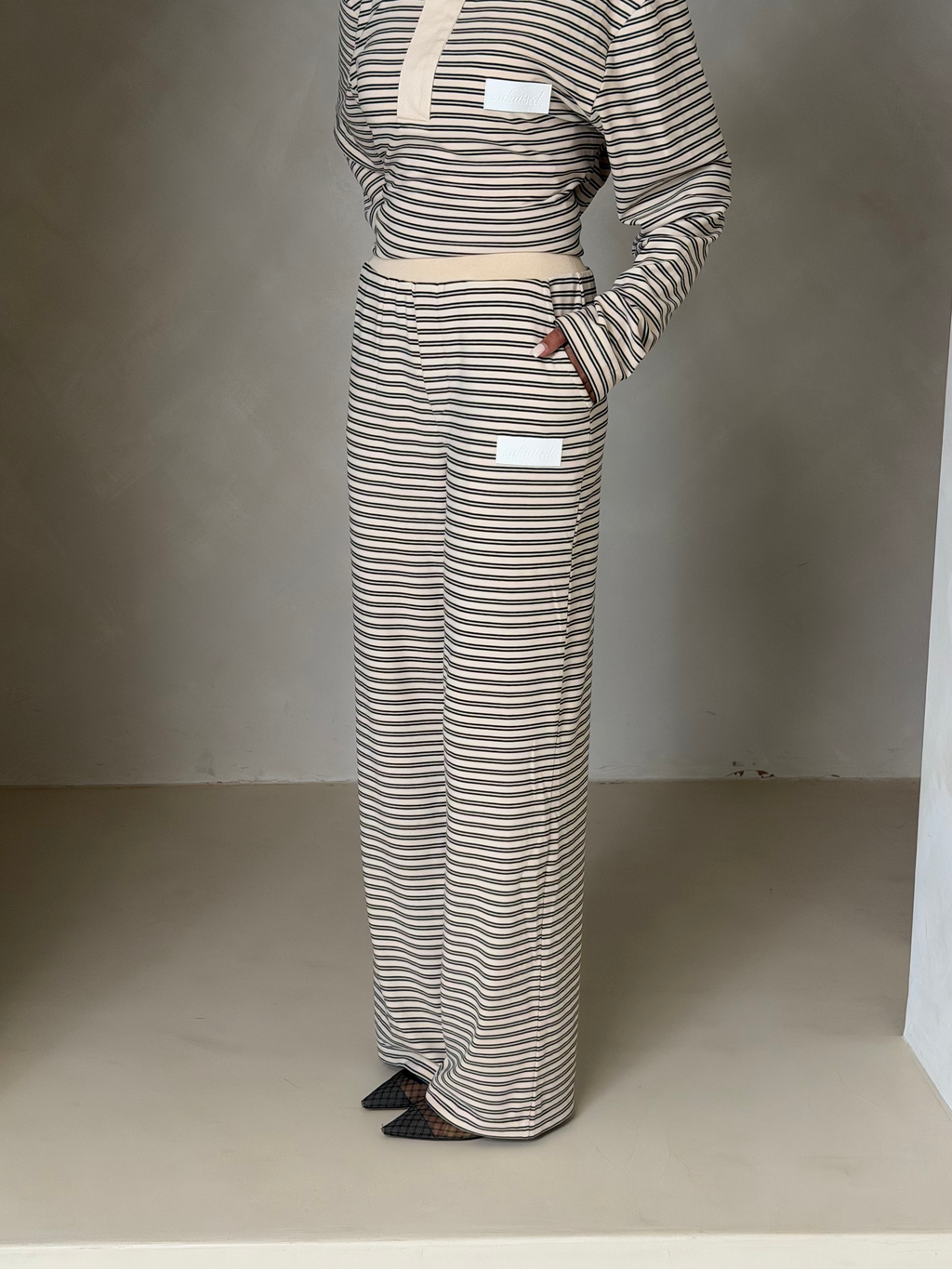 Stripe Wide-Leg Trousers