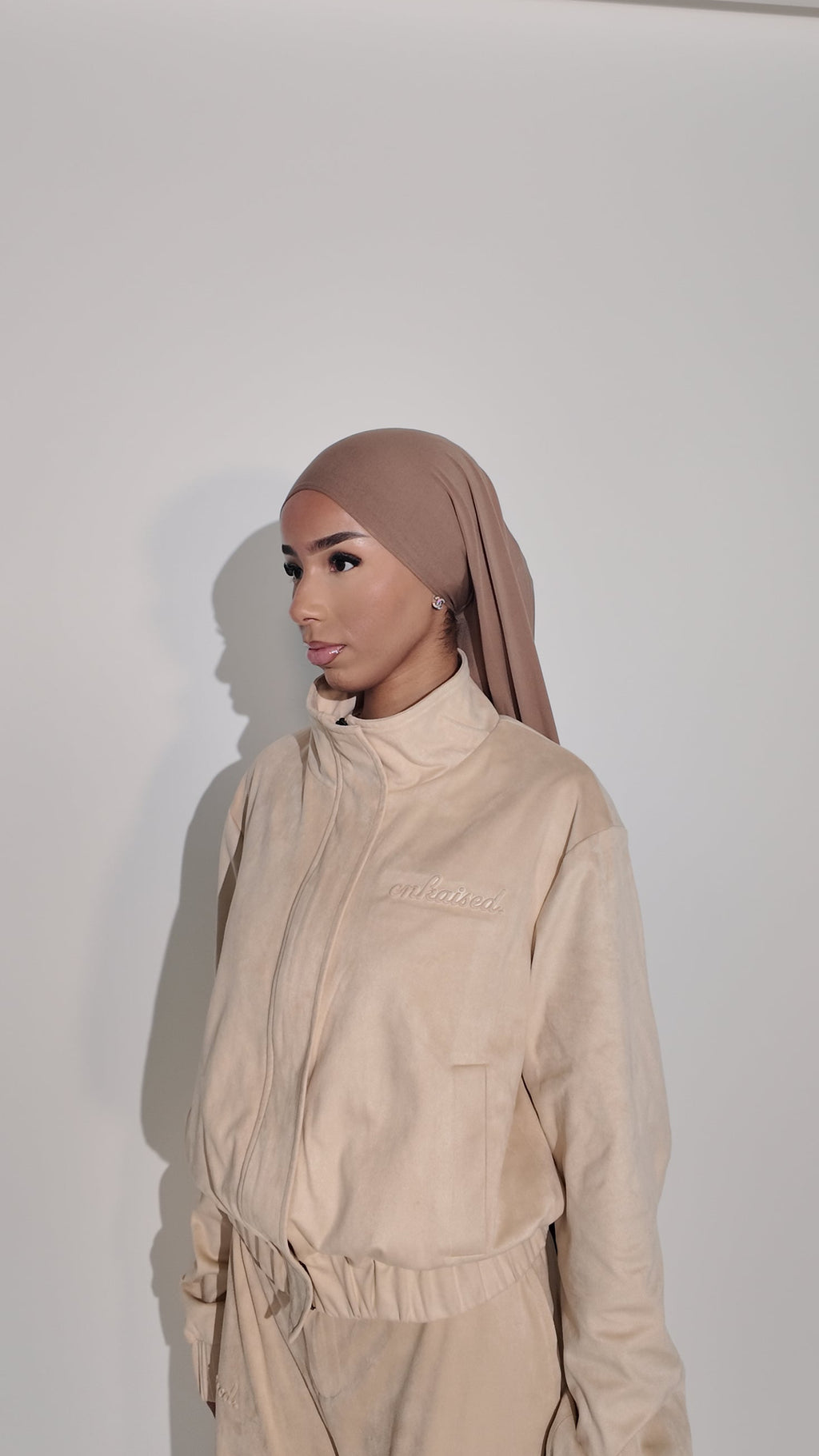 Suede Funnel-Neck Jacket